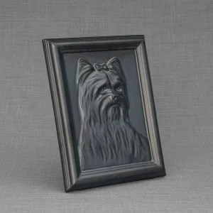 Female Yorkie  Ceramic Dog Ashes Frame - 2 Colours Available