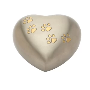 Silver Heart with Gold & Silver Paw Prints 2 Sizes Available
