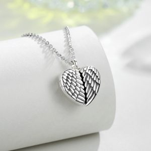 925 Sterling Silver Angel Wings Locket Cremation Ashes Necklace - Memorial Keepsake Urn.