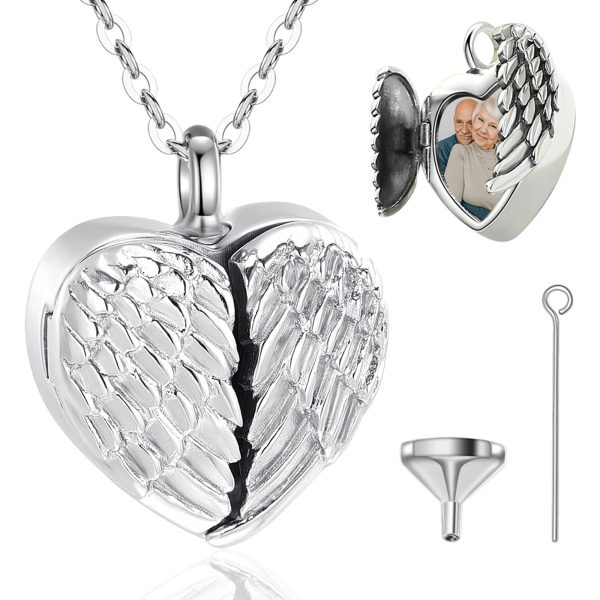 925 Sterling Silver Angel Wings Locket Cremation Ashes Necklace - Memorial Keepsake Urn. - Image 18