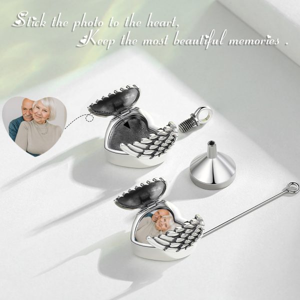 925 Sterling Silver Angel Wings Locket Cremation Ashes Necklace - Memorial Keepsake Urn. - Image 12