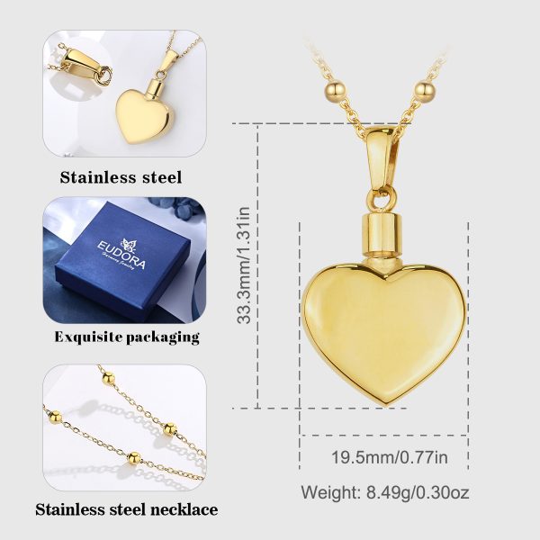 Gold Plated Stainless Steel Heart Necklace with chain - Image 5