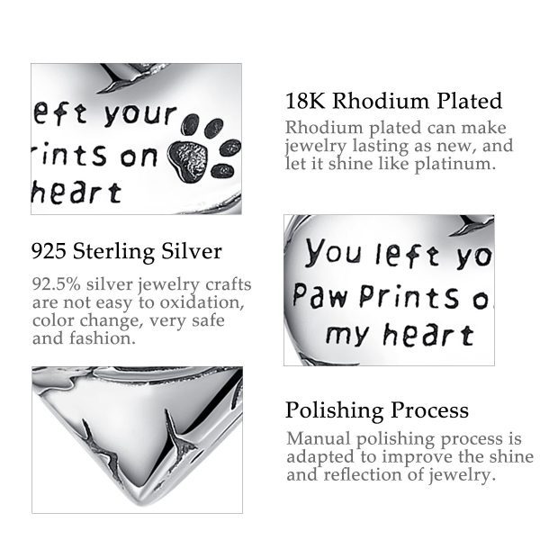 925 Sterling Silver Paw Print Heart Locket Cremation Ashes Urn Necklace - Image 6