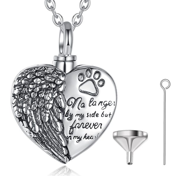 925 Sterling silver heart - angel wing - No Longer by my side-  urn ash pendant necklace - Image 6