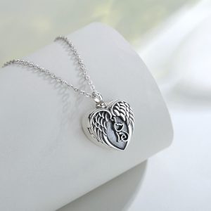 925 Sterling silver cat pet cremation urn photo ash pendant necklace