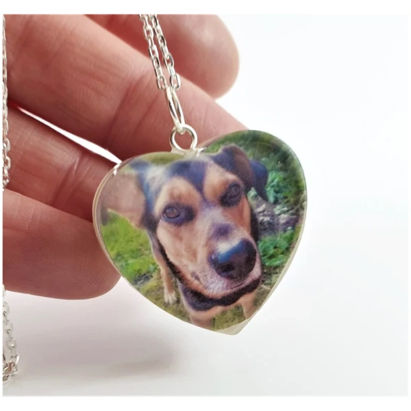 Actual paw print necklace, Photo pendant, Pet paw keepsake, Pet memorial jewellery, Personalised paw print jewellery, Cat Dog memorial gift by CosmicLens - Image 3