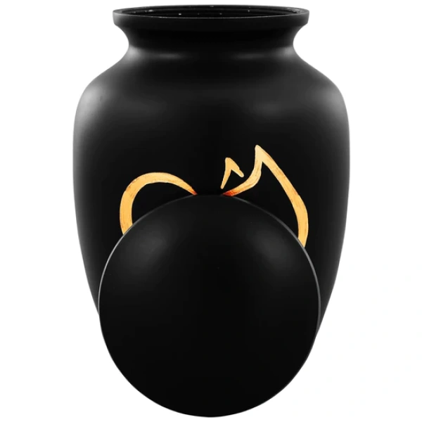 Black and Gold Cat Cremation Urn with Optional Personalisation - Image 2