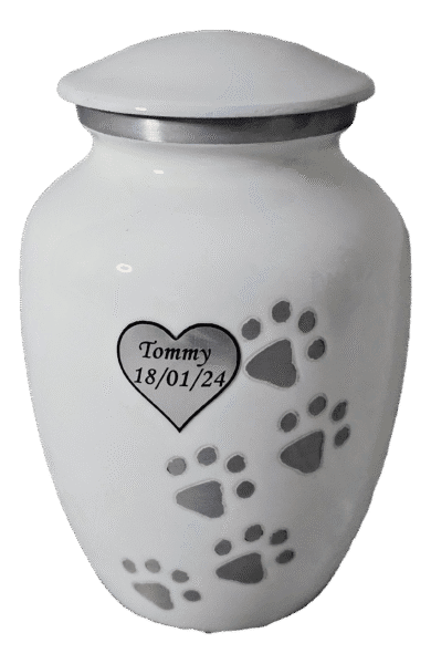 White Heart Paw Prints Urn + Option to personalise from £95 - Image 3
