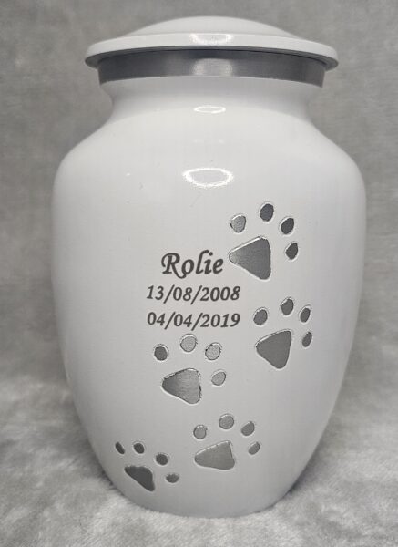 White Heart Paw Prints Urn + Option to personalise from £95 - Image 5