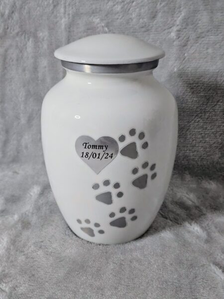 White Heart Paw Prints Urn + Option to personalise from £95 - Image 6