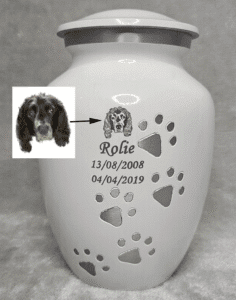 White Heart Paw Prints Urn + Option to personalise from £95