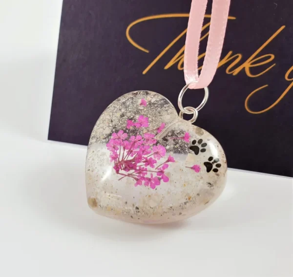 Cremation ashes necklace, Heart memorial necklace, Pet loss keepsake with real flowers, Pet cremation jewellery, Personalised ashes urn locketCosmicLens Jewellery