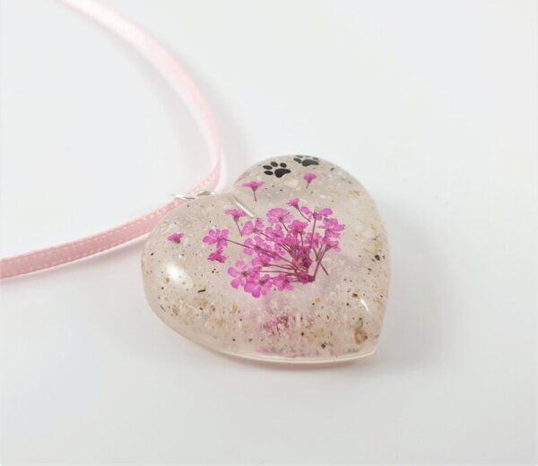 Cremation ashes necklace, Heart memorial necklace, Pet loss keepsake with real flowers, Pet cremation jewellery, Personalised ashes urn locketCosmicLens Jewellery - Image 4