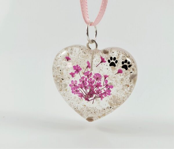 Cremation ashes necklace, Heart memorial necklace, Pet loss keepsake with real flowers, Pet cremation jewellery, Personalised ashes urn locketCosmicLens Jewellery - Image 2